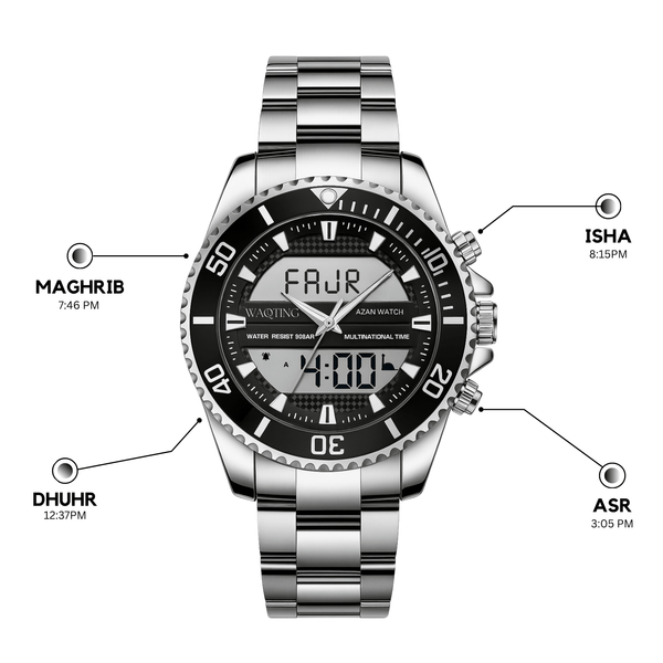 Azure Black Prayer Watch | Distraction-Free Salah Support | Waqting