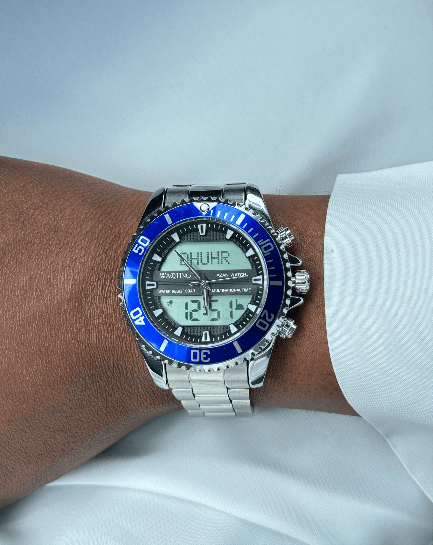 Azur Blue Men's Muslim Watch - Waqting