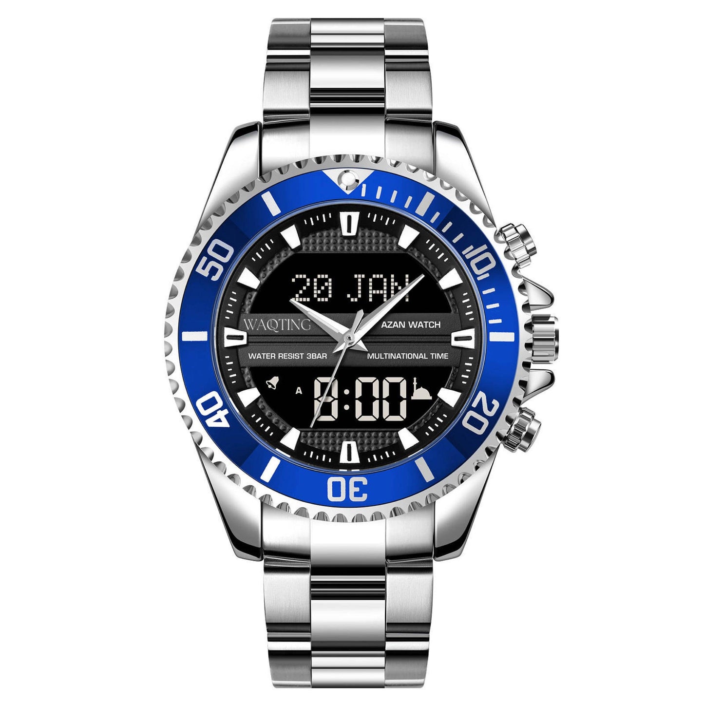 Azur Blue Men's Muslim Watch - Waqting